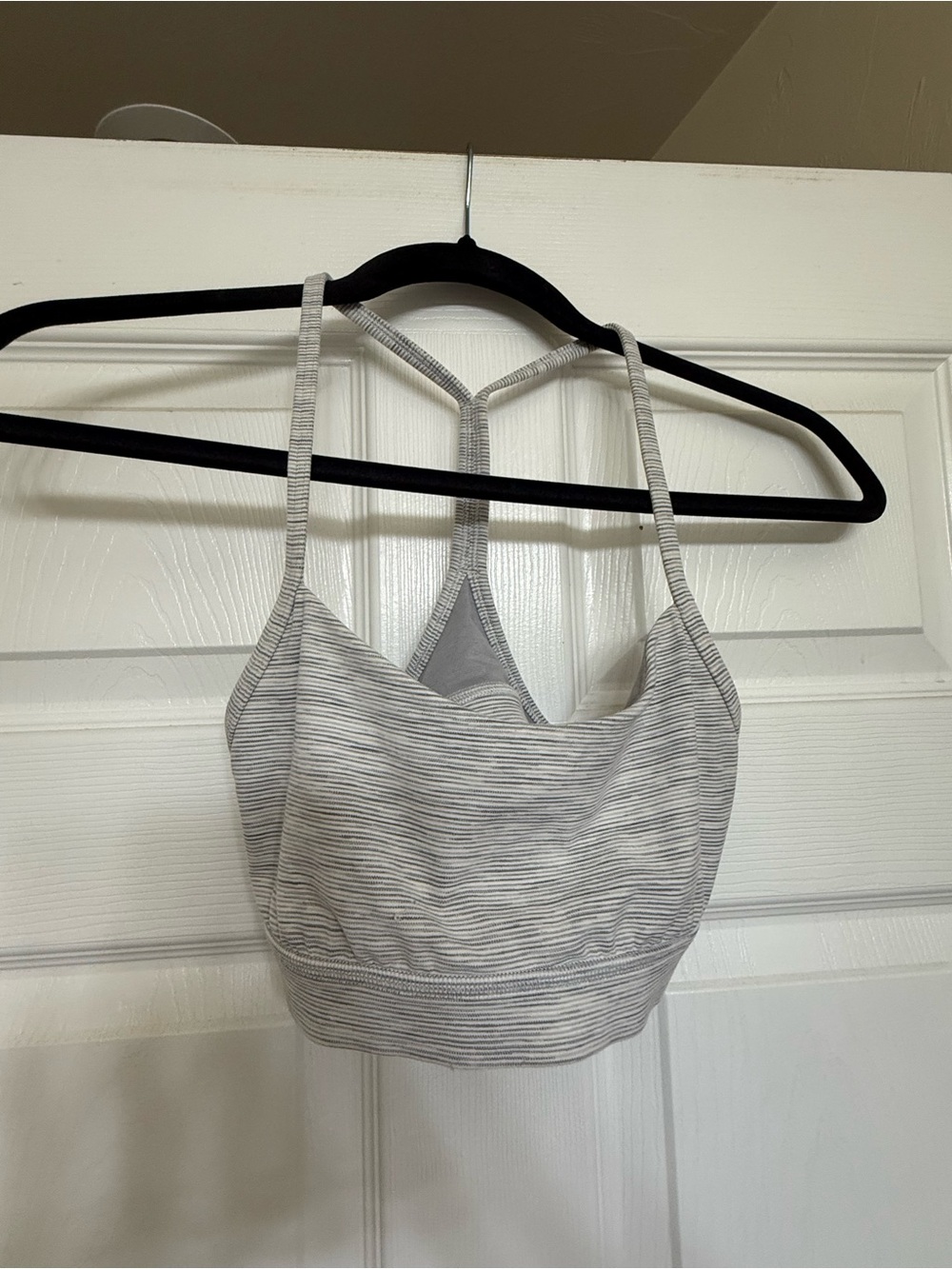 lululemon athletica Light Gray Striped Supportive Bra